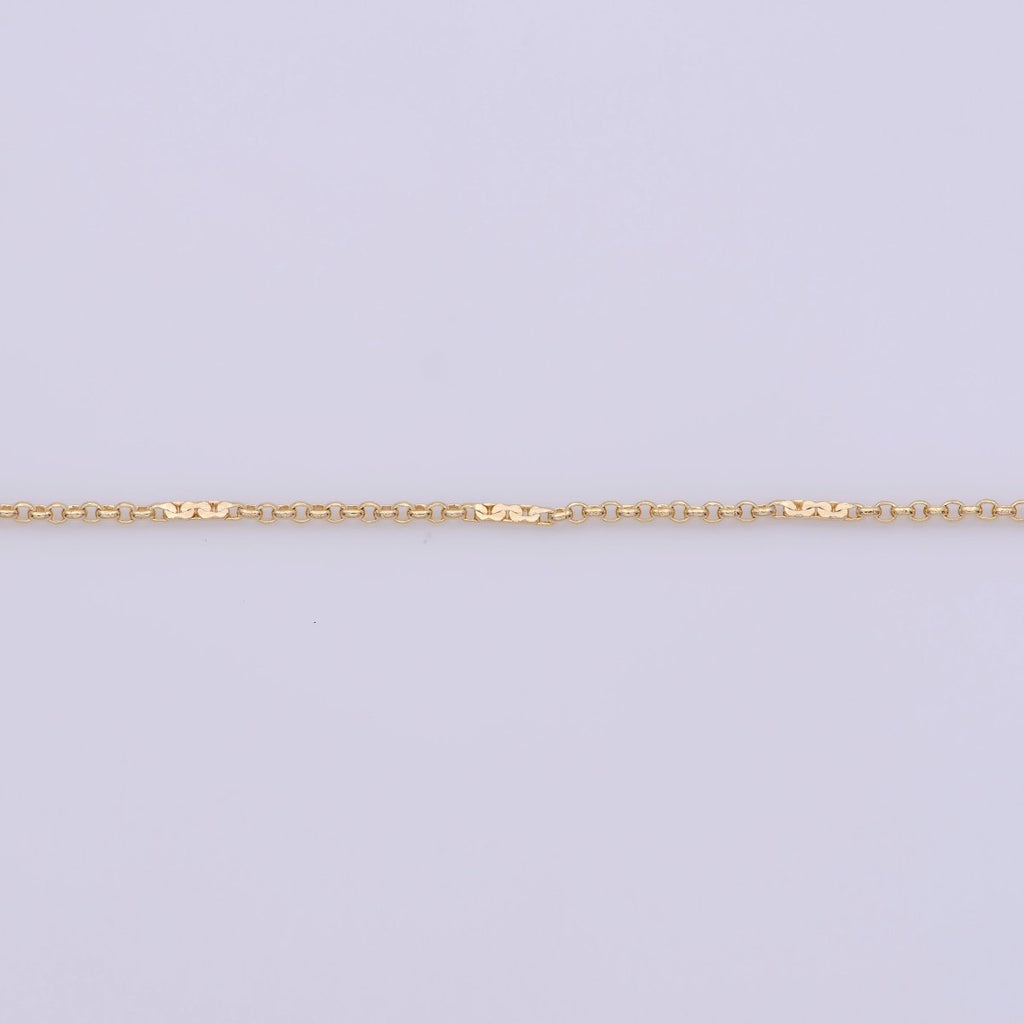 17.7 inch Rolo Chain Necklace, 18K Gold Plated Finished Chain For Jewelry Making, Dainty 1mm Rolo Necklace w/ Spring Ring | CN-576 Clearance Pricing - DLUXCA