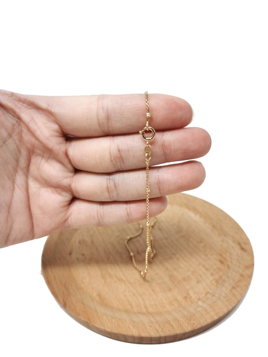 17.7 inches Ready To Use 18K Rosy Gold plated Box Necklace Chain, Layering Ball Box Chain, Dainty 2mm Box Necklace w/ Spring Ring | CN-692 Clearance Pricing - DLUXCA