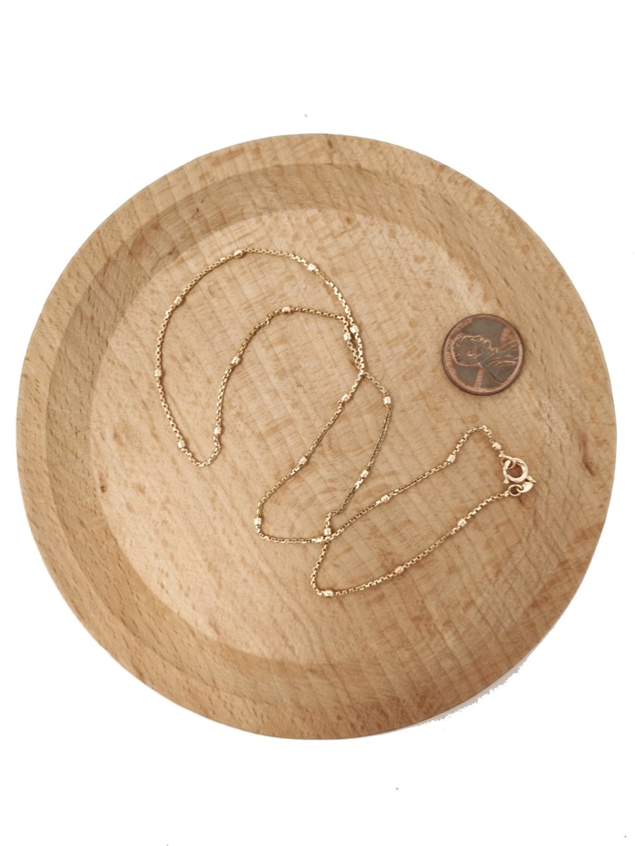 17.7 inches Ready To Use 18K Rosy Gold plated Box Necklace Chain, Layering Ball Box Chain, Dainty 2mm Box Necklace w/ Spring Ring | CN-692 Clearance Pricing - DLUXCA