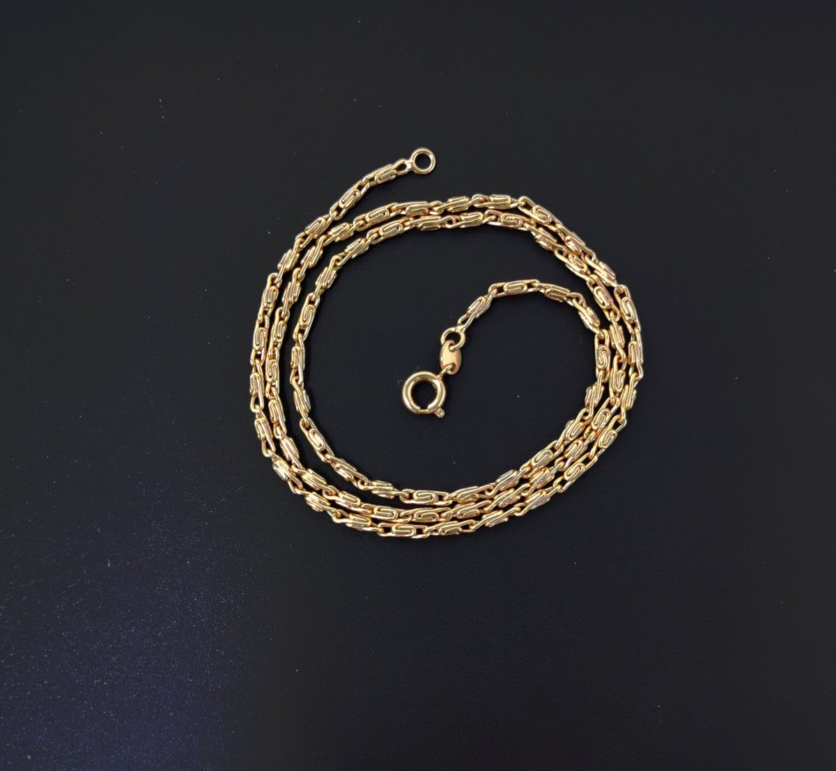17.7'' Ready to Use 18K Gold plated Designed Necklace Chain, Layering Designed Chain, Dainty 2mm Designed Necklace w/ Spring Ring | CN-441 Clearance Pricing - DLUXCA