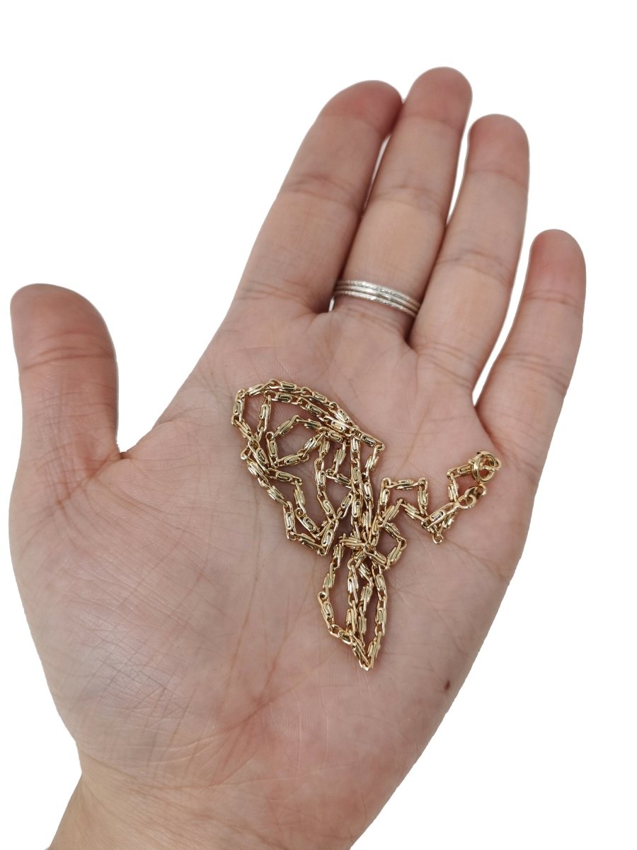 17.7'' Ready to Use 18K Gold plated Designed Necklace Chain, Layering Designed Chain, Dainty 2mm Designed Necklace w/ Spring Ring | CN-441 Clearance Pricing - DLUXCA