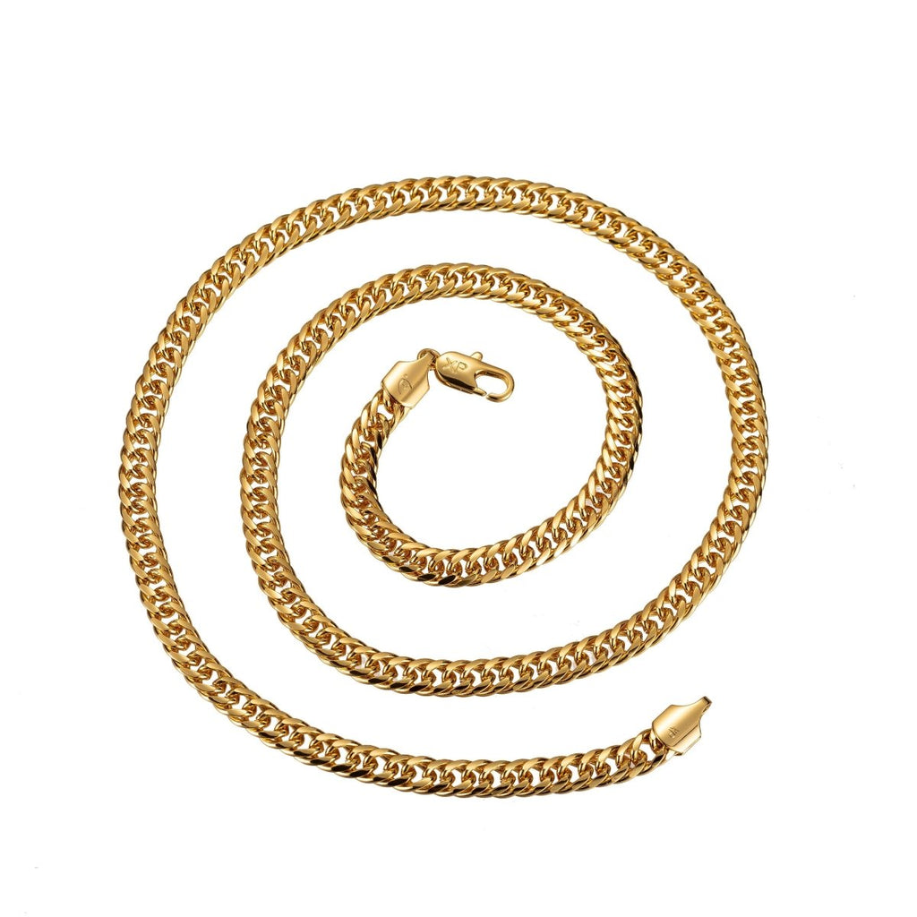 17.7'' Ready to Use 24K Gold plated Cuban Curb Necklace Chain, Layering Curb Chain Necklace, Lobster Clasp, Width is 4.6mm | CN - 524 Clearance Pricing - DLUXCA