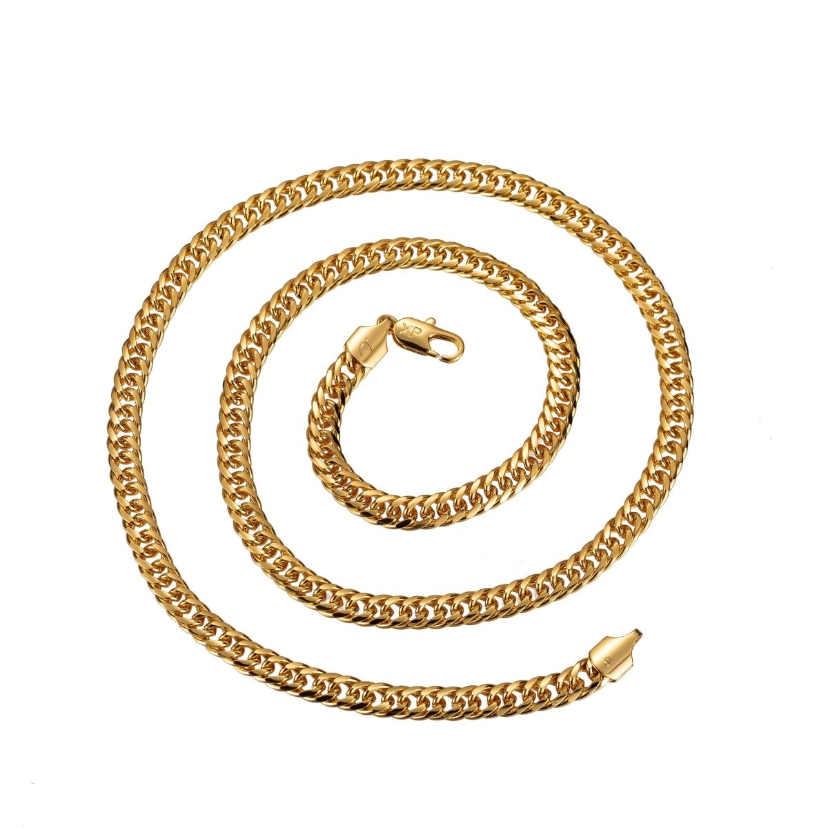 17.7'' Ready to Use 24K Gold plated Cuban Curb Necklace Chain, Layering Curb Chain Necklace, Lobster Clasp, Width is 4.6mm | CN - 524 Clearance Pricing - DLUXCA