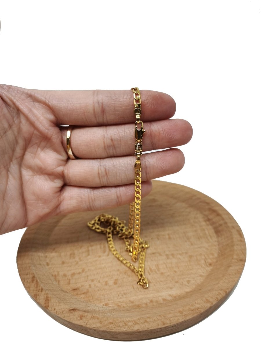 17.7'' Ready to Use 24K Gold plated Cuban Curb Necklace Chain, Layering Curb Chain Necklace, Lobster Clasp, Width is 4.6mm | CN - 524 Clearance Pricing - DLUXCA