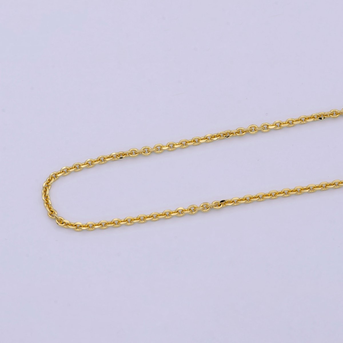 17.7'' Ready to Use 24K Gold plated Thin Cable Necklace Chain, Layering Cable Chain Dainty Necklace, For Pendant Charm Necklace Making | WA-740 Clearance Pricing - DLUXCA