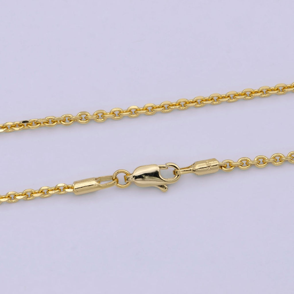 17.7'' Ready to Use 24K Gold plated Thin Cable Necklace Chain, Layering Cable Chain Dainty Necklace, For Pendant Charm Necklace Making | WA-740 Clearance Pricing - DLUXCA