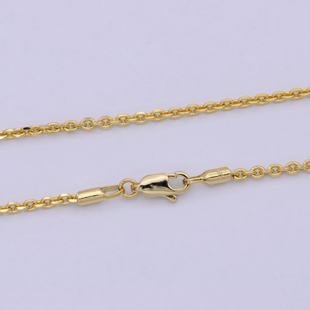 17.7'' Ready to Use 24K Gold plated Thin Cable Necklace Chain, Layering Cable Chain Dainty Necklace, For Pendant Charm Necklace Making | WA-740 Clearance Pricing - DLUXCA