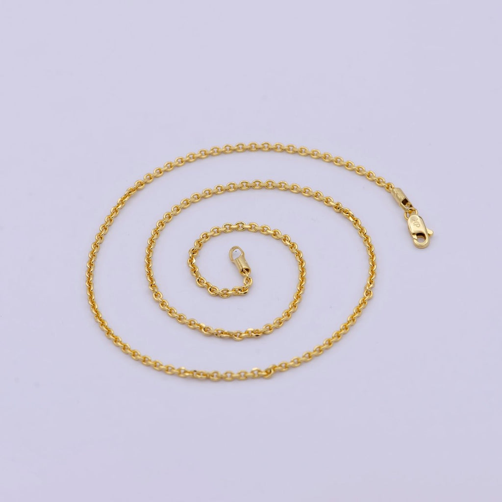 17.7'' Ready to Use 24K Gold plated Thin Cable Necklace Chain, Layering Cable Chain Dainty Necklace, For Pendant Charm Necklace Making | WA-740 Clearance Pricing - DLUXCA