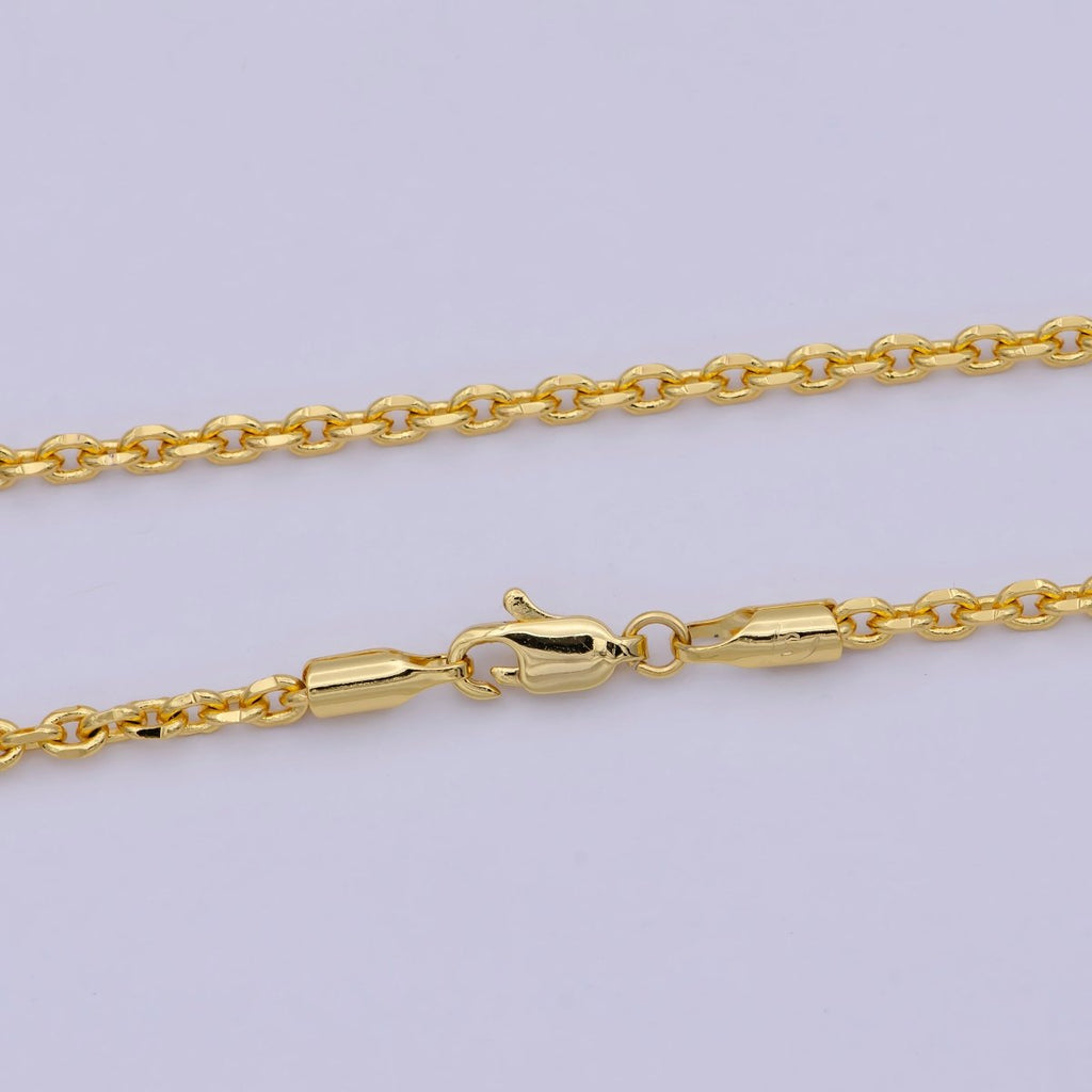 17.7'' Ready to Use 24K Gold plated Thin Cable Necklace Chain, Layering Cable Chain Dainty Necklace, For Pendant Charm Necklace Making | WA-745 Clearance Pricing - DLUXCA