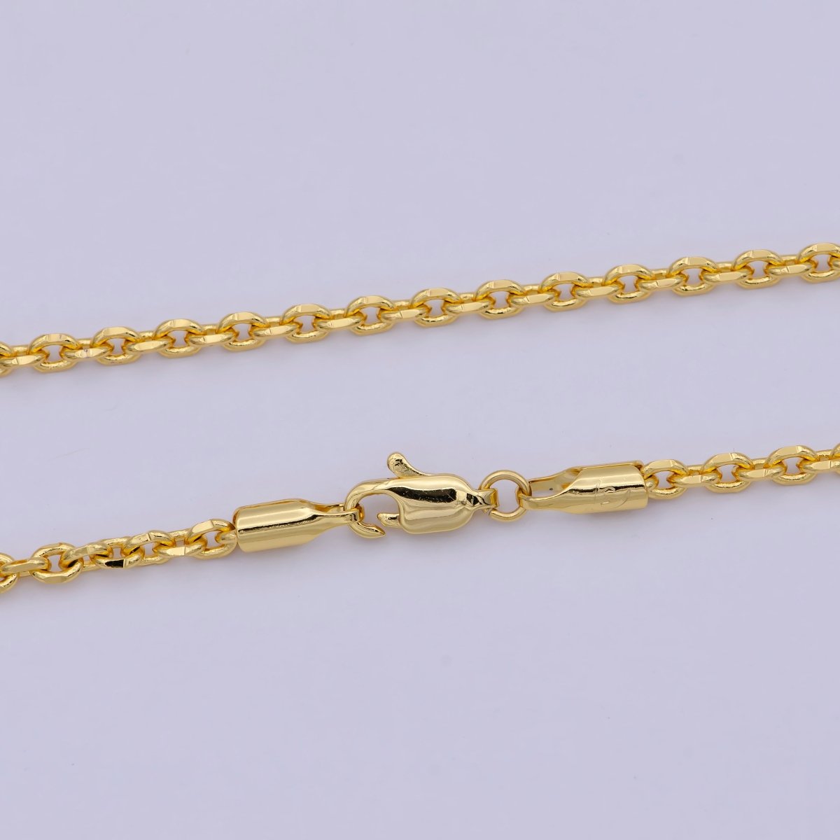 17.7'' Ready to Use 24K Gold plated Thin Cable Necklace Chain, Layering Cable Chain Dainty Necklace, For Pendant Charm Necklace Making | WA-745 Clearance Pricing - DLUXCA