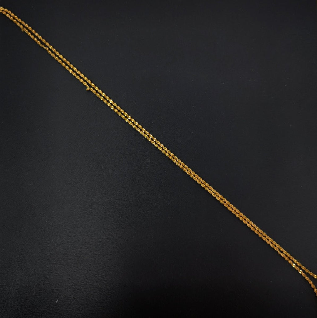 17.7'' Ready to Use 24K Gold Plated Rope Necklace Chain, Layering Rope Chain, Dainty 2.2mm Rope Necklace w/ Spring Ring | CN-003 Clearance Pricing - DLUXCA