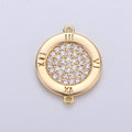 17x13mm 14k Gold plated Clock Charms, Micro Pave Watch Charms, Bracelet Connector, Cubic Jewelry, Cz Time Charms F-323 - DLUXCA