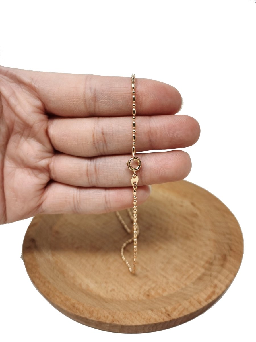 18" / 20" 18K Rosy Gold plated Bead Necklace Chain, 18" / 20" Layering Beaded Chain, Dainty 1.5mm Necklace w/ Spring Ring | CN-698 CN-700  Clearance Pricing