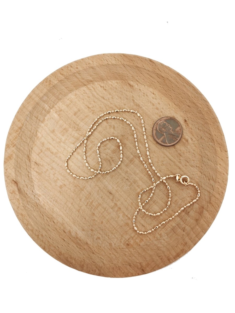 18" / 20" 18K Rosy Gold plated Bead Necklace Chain, 18" / 20" Layering Beaded Chain, Dainty 1.5mm Necklace w/ Spring Ring | CN-698 CN-700  Clearance Pricing