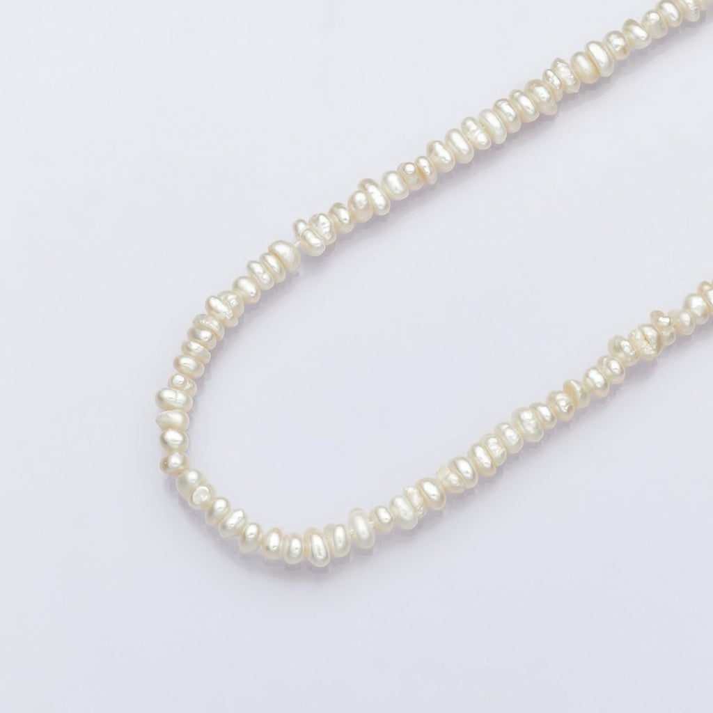 18 Inch Half 4.5mm Seed Pearl, Half Textured Heart Chain Layering Necklace | WA - 1244 Clearance Pricing 