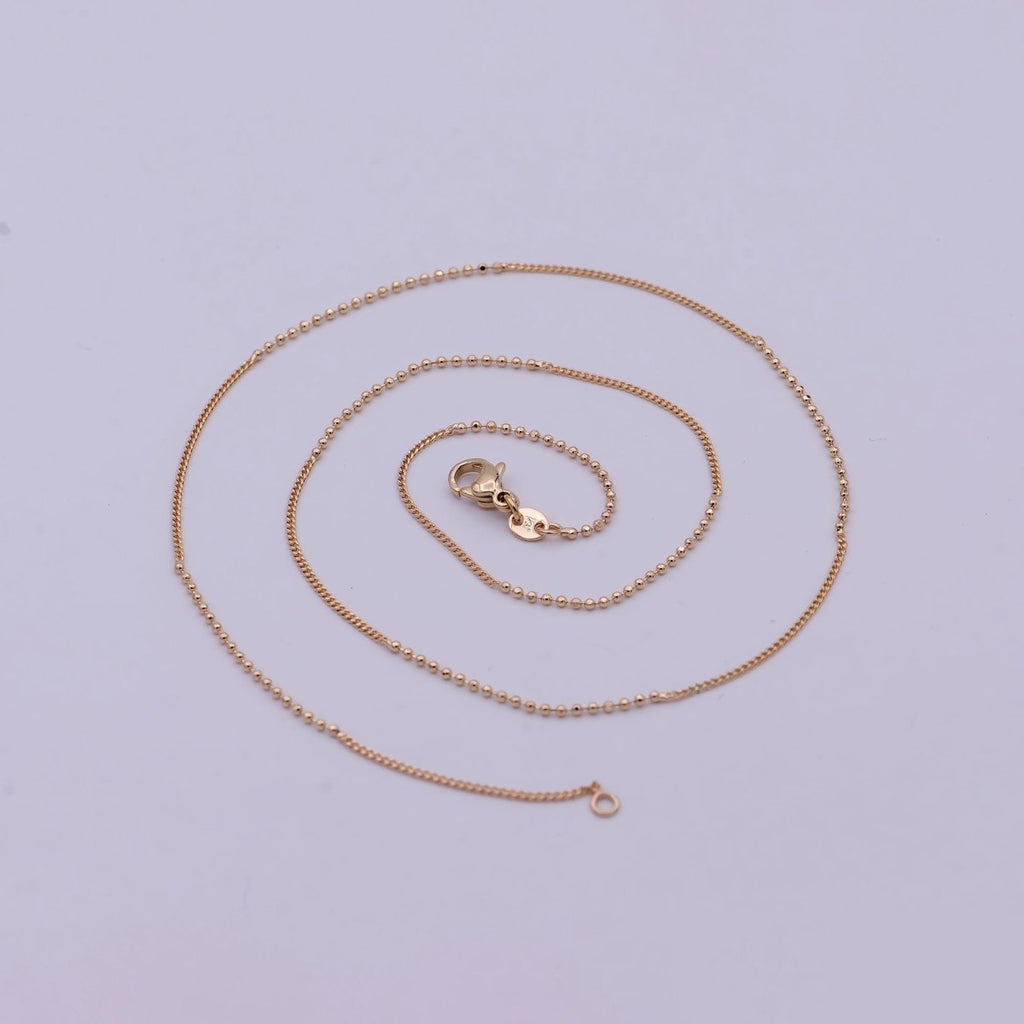 18 inch Long Fusion Necklace Beaded With Curb Chain Fancy Chain Necklace in 18k Gold plated | WA-538 Clearance Pricing - DLUXCA