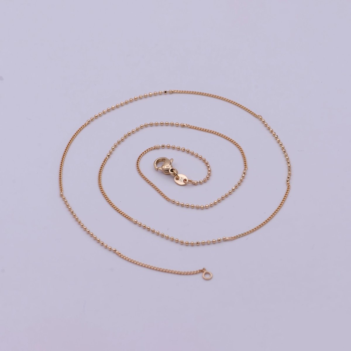 18 inch Long Fusion Necklace Beaded With Curb Chain Fancy Chain Necklace in 18k Gold plated | WA-538 Clearance Pricing - DLUXCA