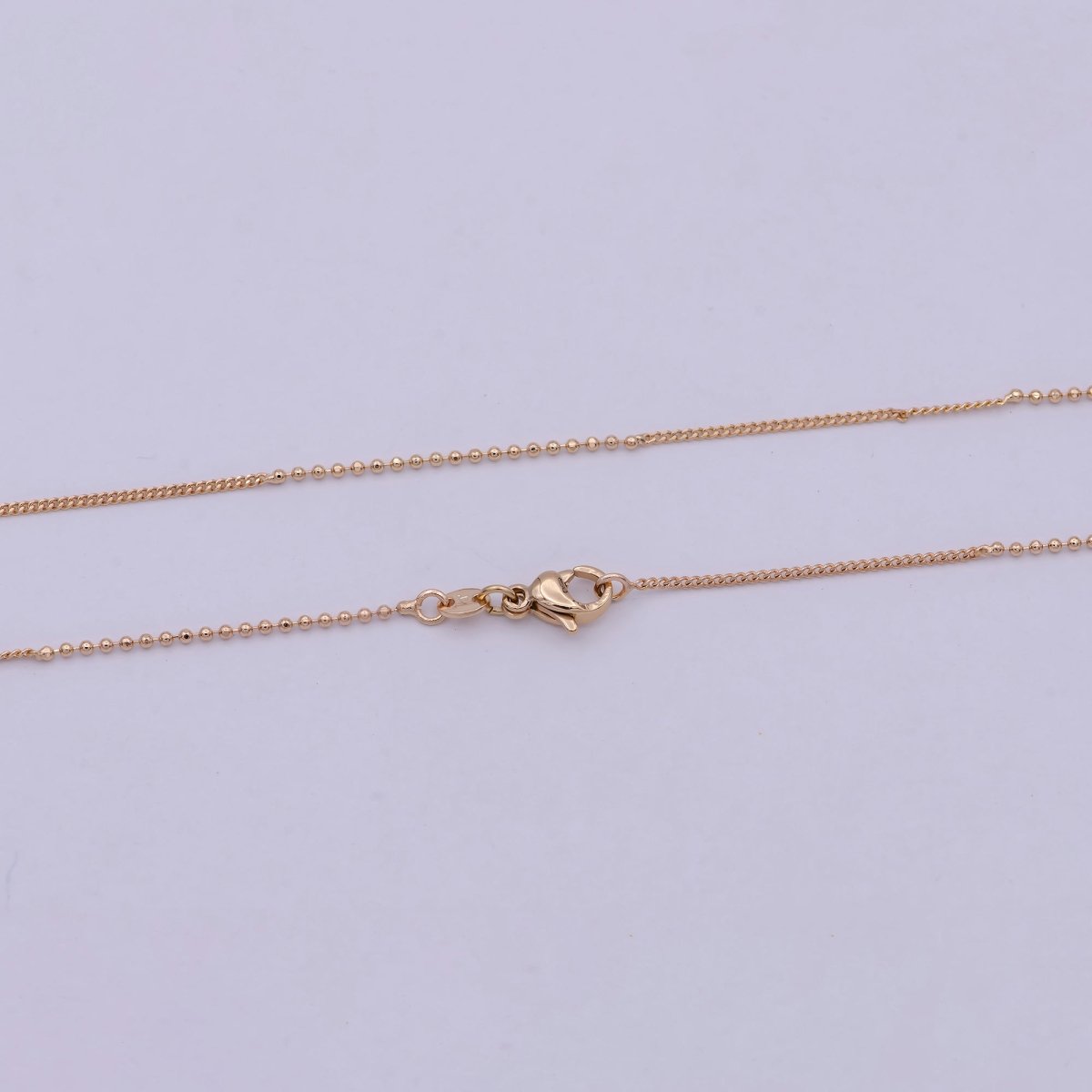 18 inch Long Fusion Necklace Beaded With Curb Chain Fancy Chain Necklace in 18k Gold plated | WA-538 Clearance Pricing - DLUXCA