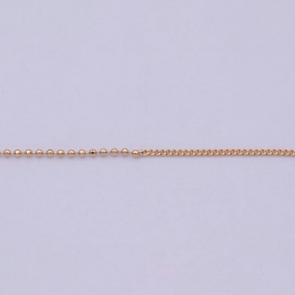 18 inch Long Fusion Necklace Beaded With Curb Chain Fancy Chain Necklace in 18k Gold plated | WA-538 Clearance Pricing - DLUXCA