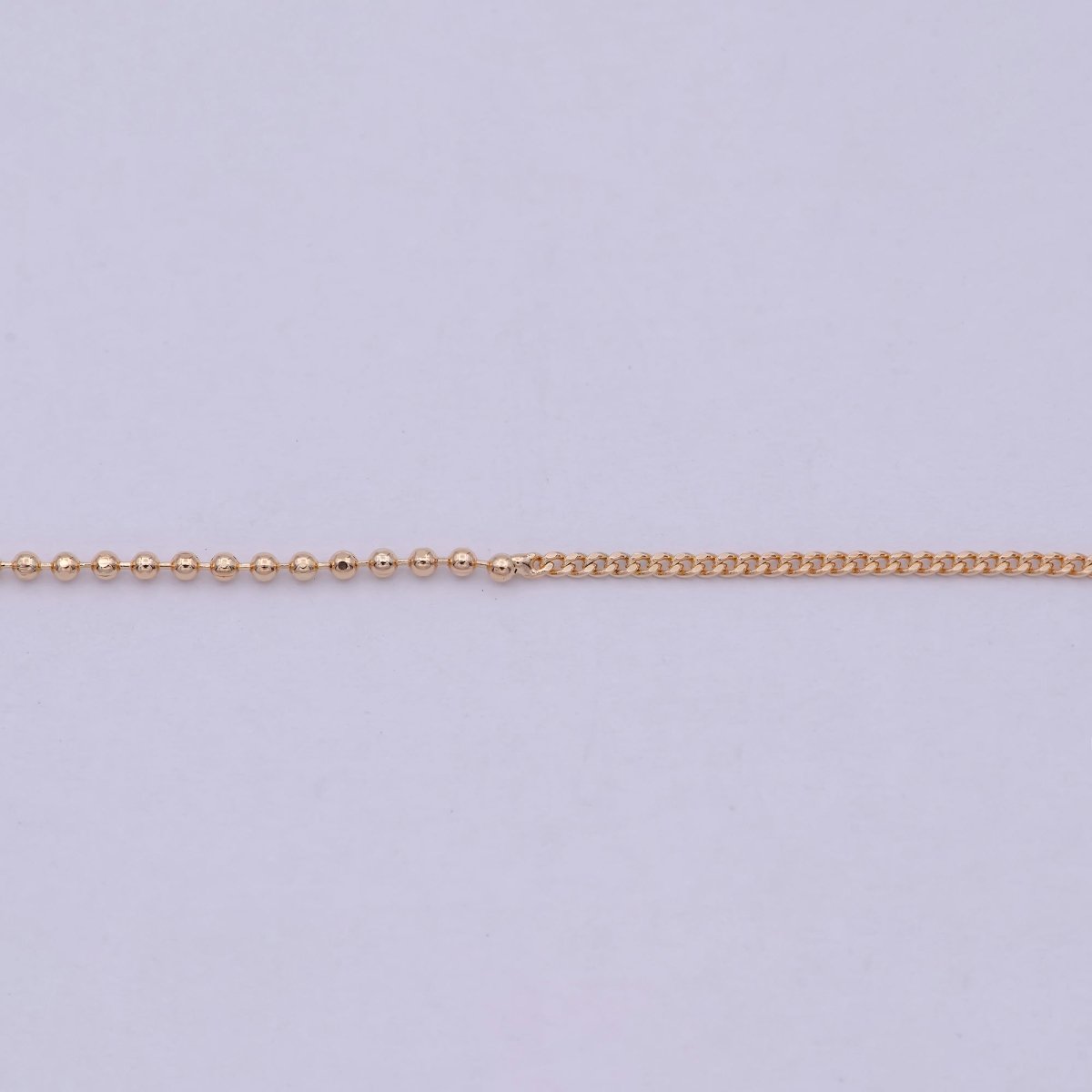 18 inch Long Fusion Necklace Beaded With Curb Chain Fancy Chain Necklace in 18k Gold plated | WA-538 Clearance Pricing - DLUXCA