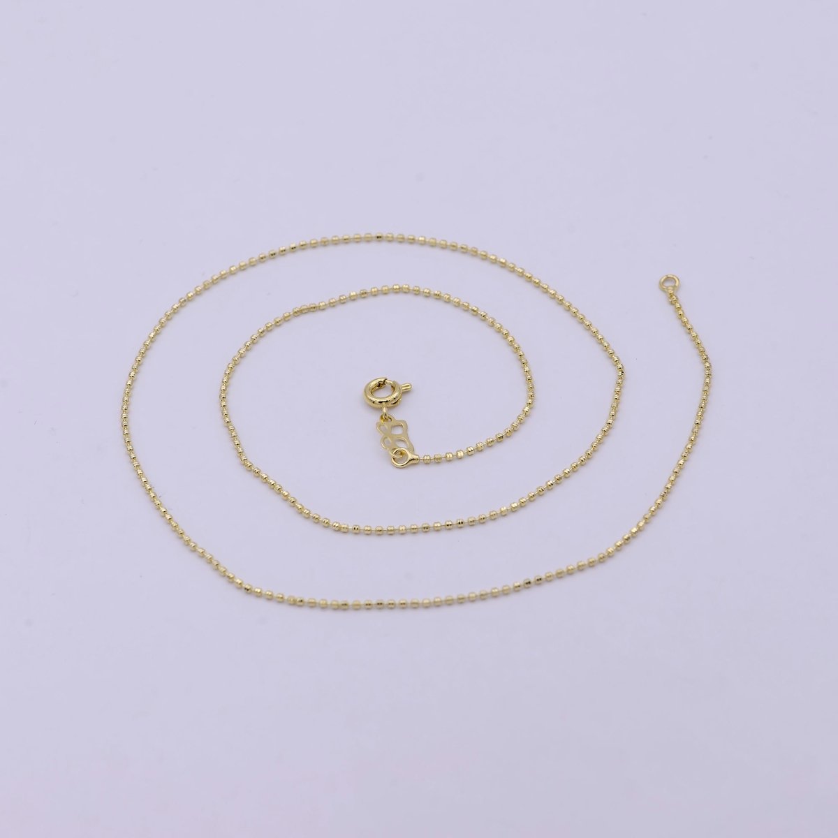 18 Inches Beaded Chain Necklace 14K Gold plated Finished Chain Necklace, Dainty 1.1mm Bead Necklace w/ Spring Ring | WA-533 Clearance Pricing - DLUXCA