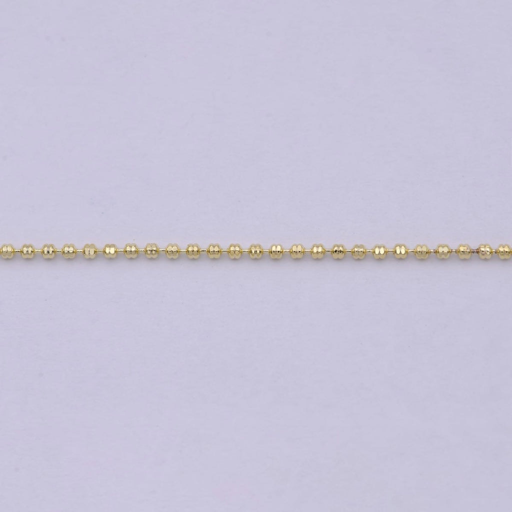 18 Inches Beaded Chain Necklace 14K Gold plated Finished Chain Necklace, Dainty 1.1mm Bead Necklace w/ Spring Ring | WA-533 Clearance Pricing - DLUXCA