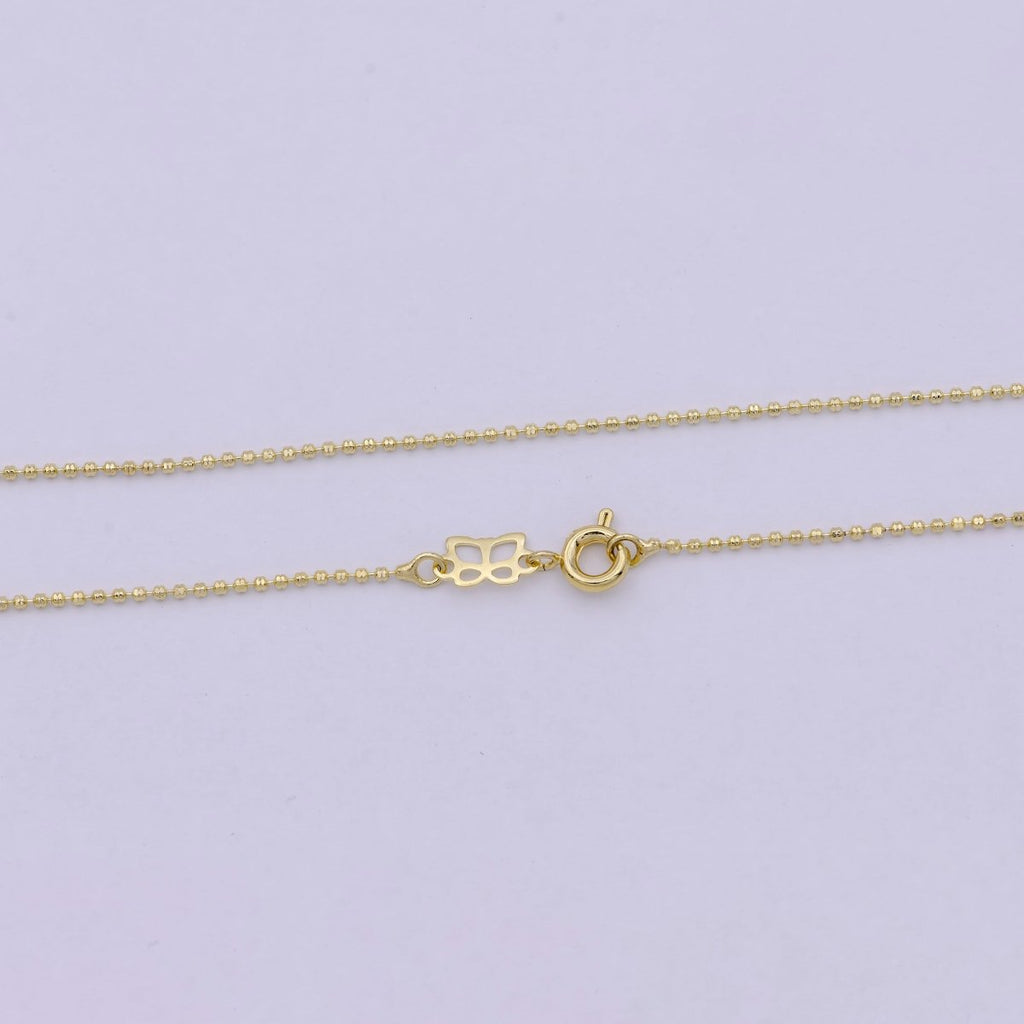 18 Inches Beaded Chain Necklace 14K Gold plated Finished Chain Necklace, Dainty 1.1mm Bead Necklace w/ Spring Ring | WA-533 Clearance Pricing - DLUXCA