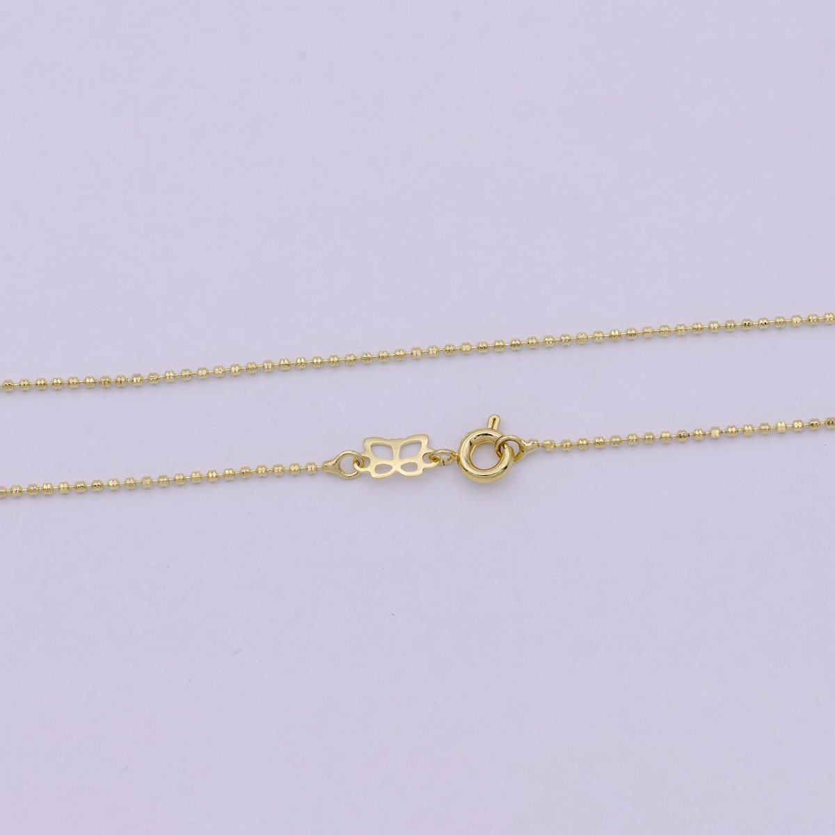 18 Inches Beaded Chain Necklace 14K Gold plated Finished Chain Necklace, Dainty 1.1mm Bead Necklace w/ Spring Ring | WA-533 Clearance Pricing - DLUXCA