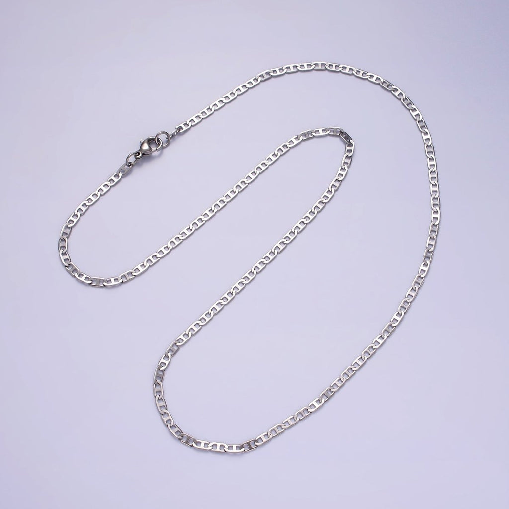 18.3 inch Stainless Steel Flat Mariner Chain For Wholesale Chains And Jewelry Making Supplies Findings | WA-2099 Clearance Pricing - DLUXCA