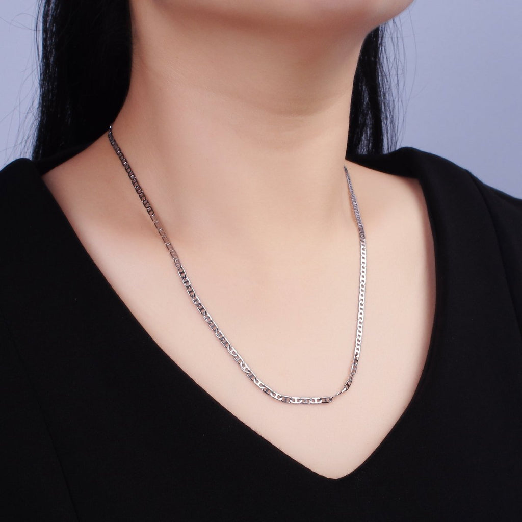 18.3 inch Stainless Steel Flat Mariner Chain For Wholesale Chains And Jewelry Making Supplies Findings | WA-2099 Clearance Pricing - DLUXCA