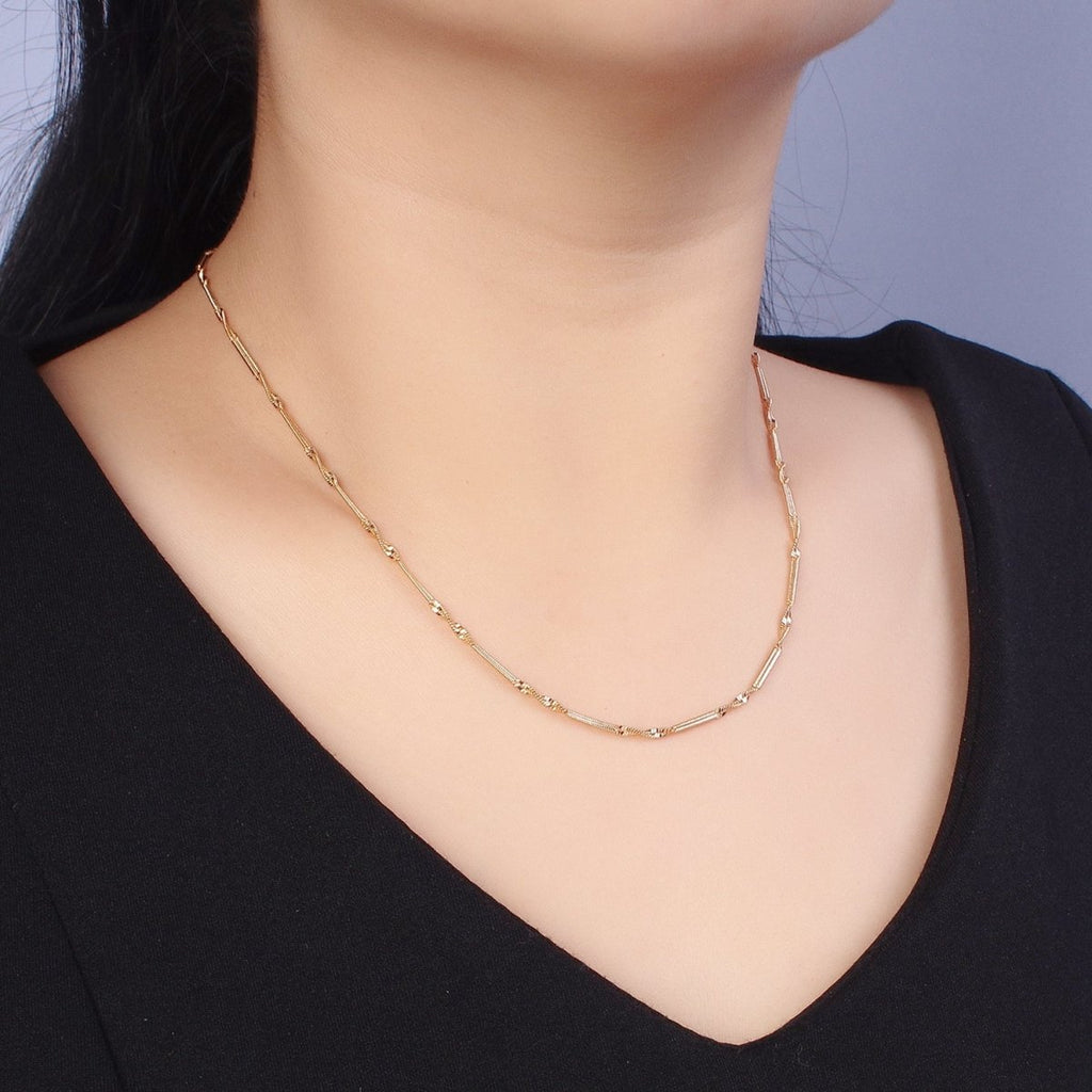 18.5 Inch Twisted Chain 18K Gold plated Dainty Rope Chain Necklace | WA-1603 Clearance Pricing - DLUXCA