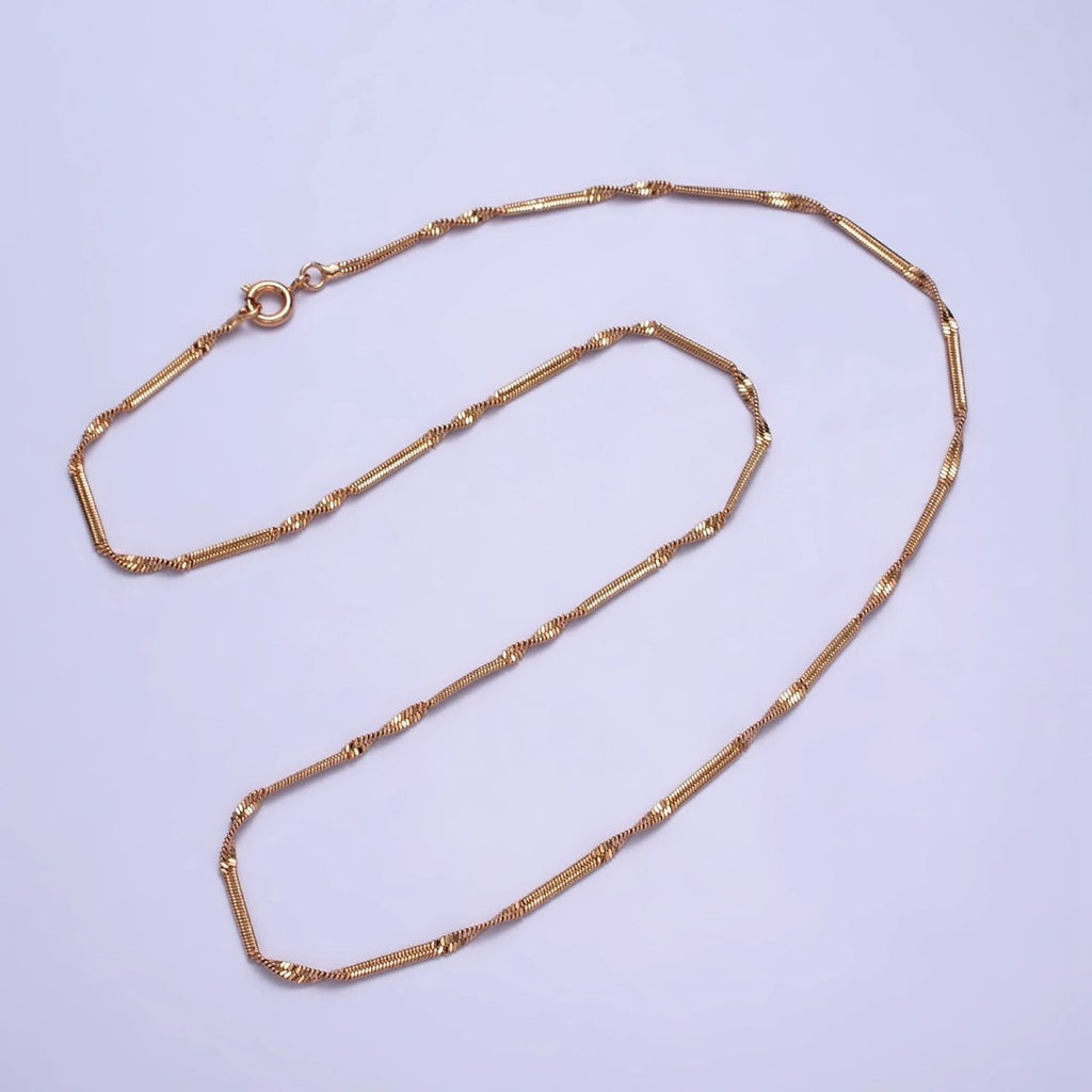18.5 Inch Twisted Chain 18K Gold plated Dainty Rope Chain Necklace | WA-1603 Clearance Pricing - DLUXCA