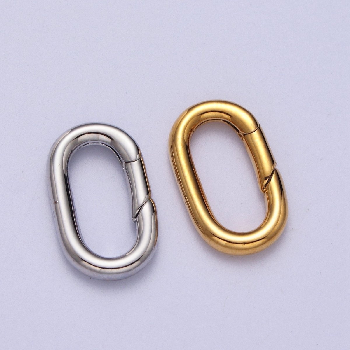 18K, 24K, White Gold plated Oval Push Spring Ring Gate Jewelry Supply in Gold & Silver | K-295 K-296 K-297 - DLUXCA