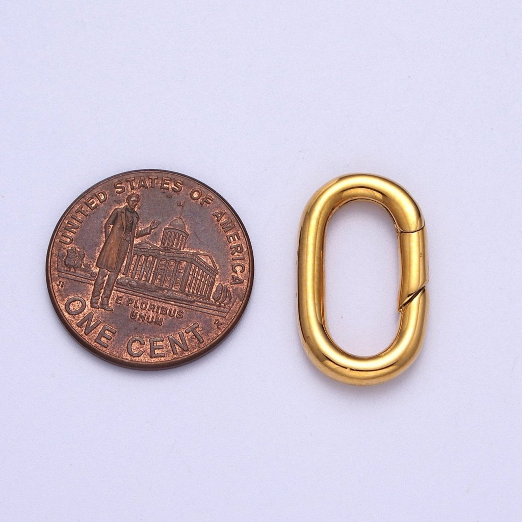 18K, 24K, White Gold plated Oval Push Spring Ring Gate Jewelry Supply in Gold & Silver | K-295 K-296 K-297 - DLUXCA