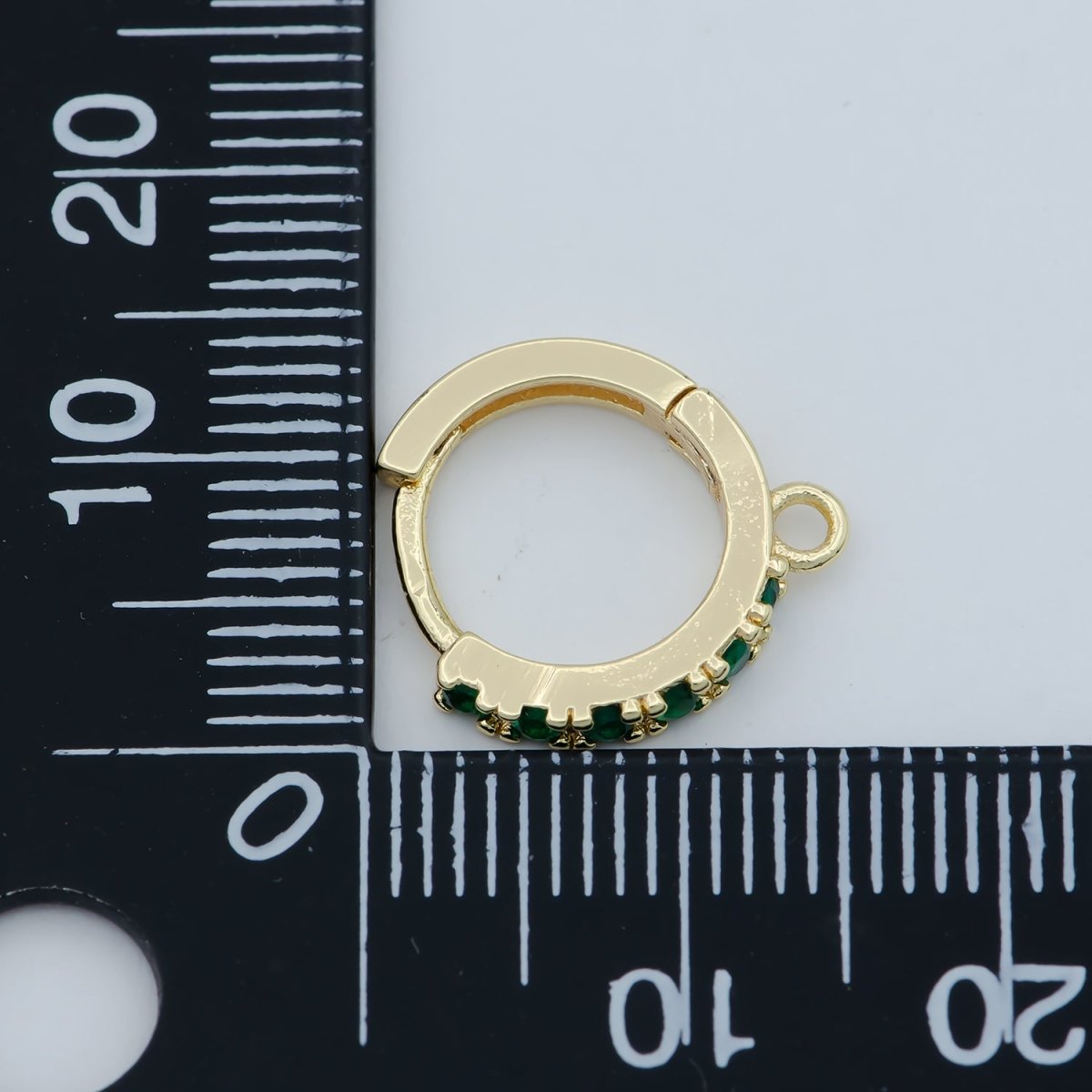 18K Emerald Green Gold plated Round Huggies Earring Supplies Open Link earring For DIY Jewelry Making Earring Making L-390 - DLUXCA
