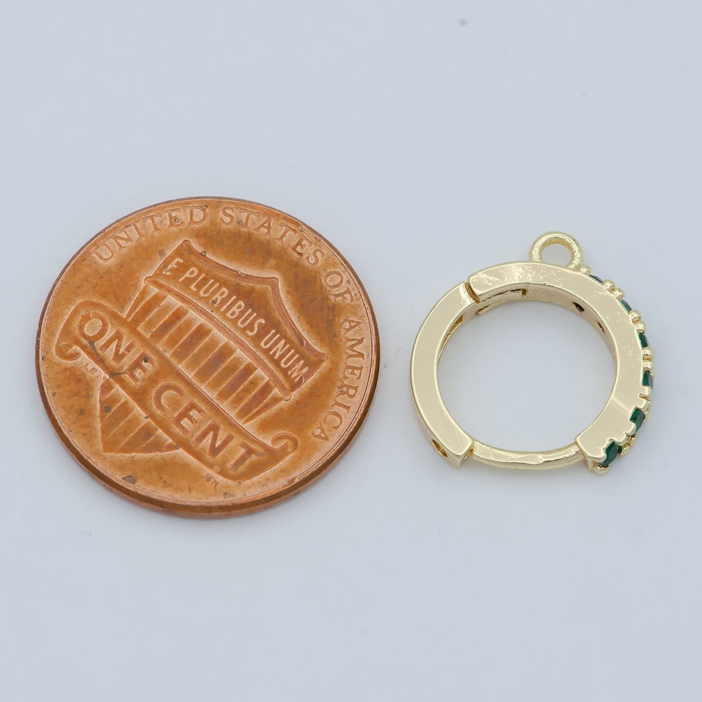18K Emerald Green Gold plated Round Huggies Earring Supplies Open Link earring For DIY Jewelry Making Earring Making L-390 - DLUXCA