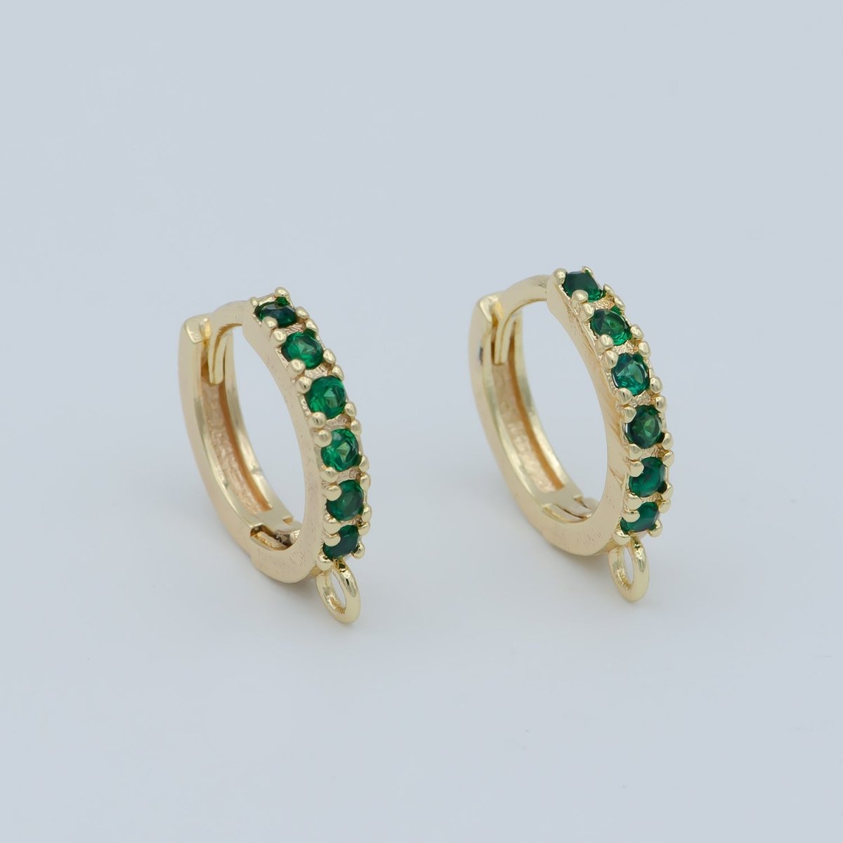 18K Emerald Green Gold plated Round Huggies Earring Supplies Open Link earring For DIY Jewelry Making Earring Making L-390 - DLUXCA