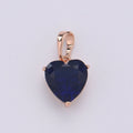18k Gold Fill Charm Dark Blue Heart Cubic Zirconia Charm w/ Colored CZ Crystal Gem Stone GemStone Pendant Valentine Jewelry Supply J-201 - DLUXCA