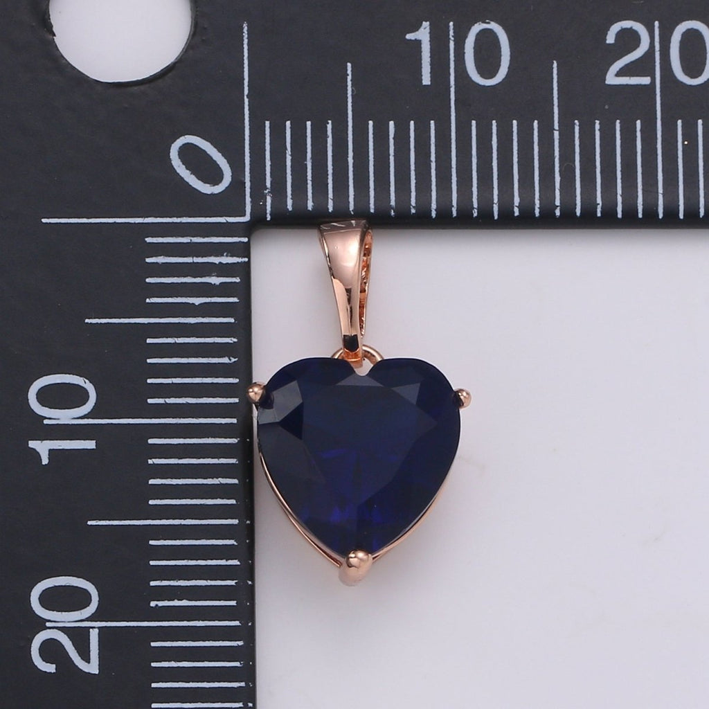18k Gold Fill Charm Green Color Heart Cubic Zirconia Charm w/ Colored CZ Crystal Gem Stone GemStone Pendant Valentine Jewelry Supply J-202 - DLUXCA