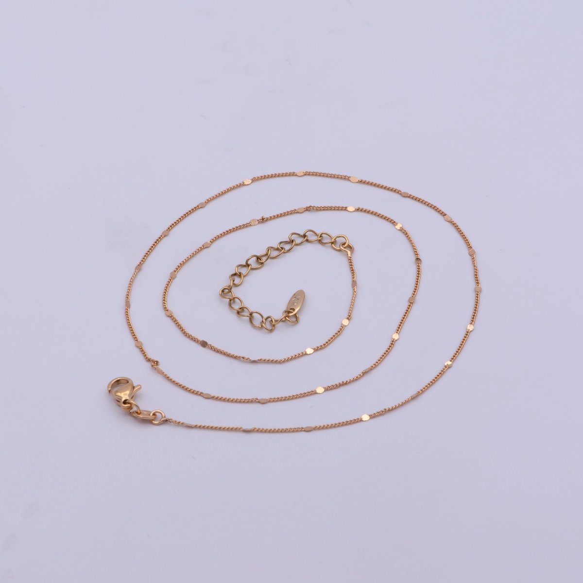 18K Gold plated 0.8mm Curb Chain 18 inch Finished Necklace For Wholesale Necklace Dainty Jewelry Making Supplies | WA-482 Clearance Pricing - DLUXCA