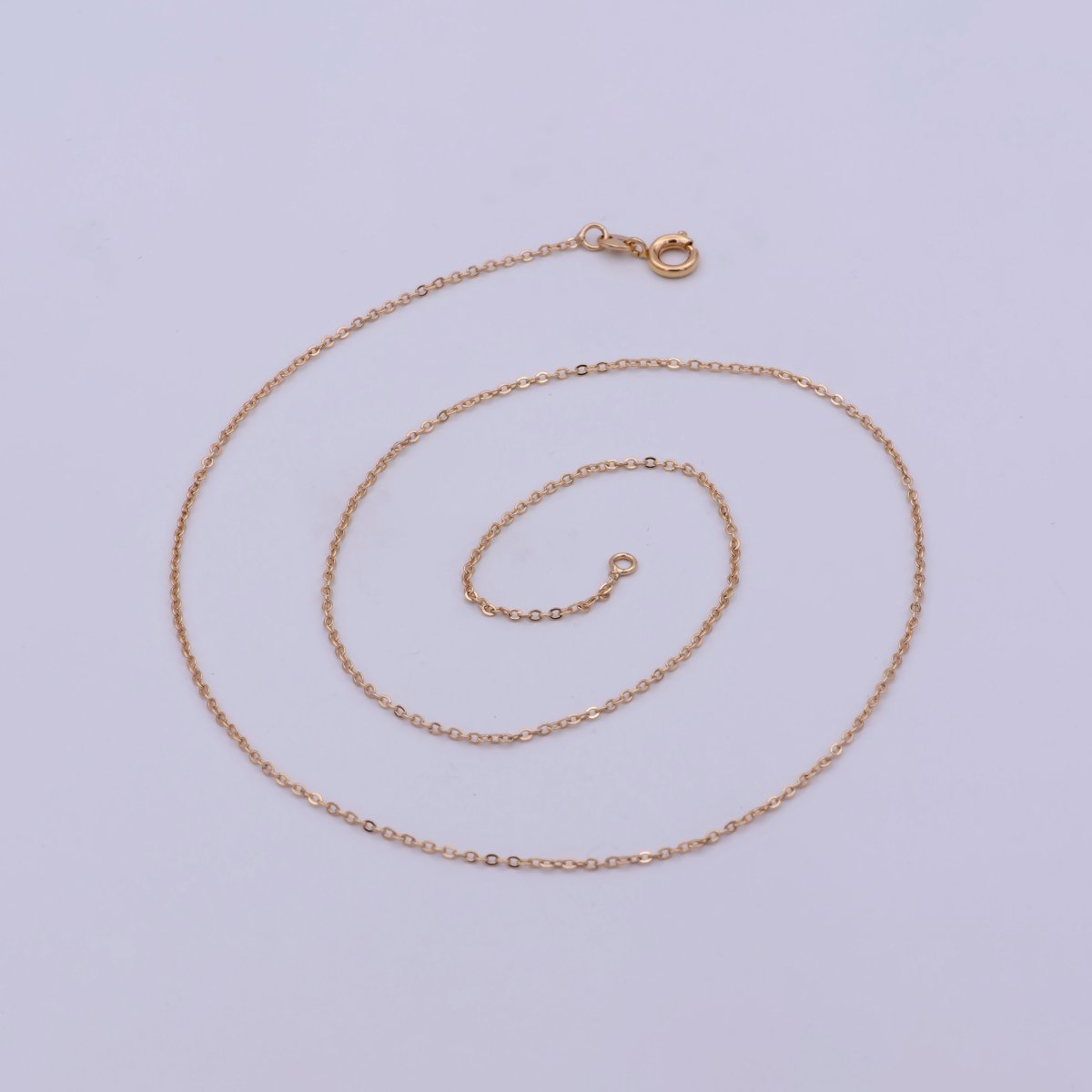 18K Gold plated 1.2mm Cable Chain 18 inch Finished Necklace For Wholesale Necklace Dainty Jewelry Making Supplies | WA-480 Clearance Pricing - DLUXCA