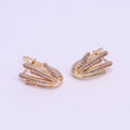 18K Gold plated 14mm Long Palm Leaf Micro Paved CZ English Lock Earrings | Y-850 - DLUXCA