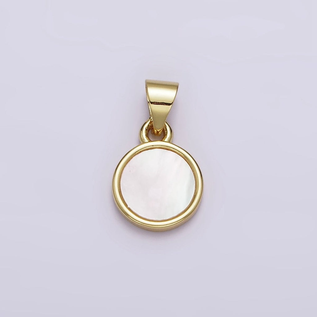 18K Gold plated 16.5mm White Shell Pearl Round Circle Pendant | AA555 - DLUXCA