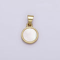 18K Gold plated 16.5mm White Shell Pearl Round Circle Pendant | AA555 - DLUXCA