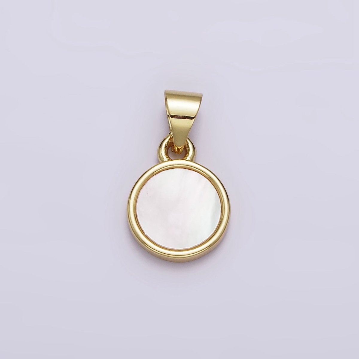 18K Gold plated 16.5mm White Shell Pearl Round Circle Pendant | AA555 - DLUXCA