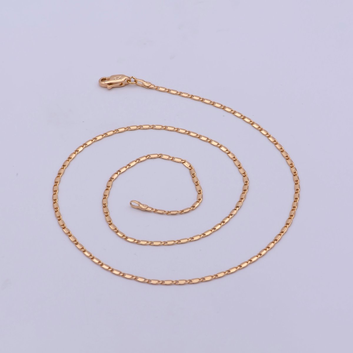 18K Gold plated 1.6mm Anchor Scroll Chain 17.6 inch Finished Necklace For Wholesale Necklace Dainty Jewelry Making Supplies | WA-484 Clearance Pricing - DLUXCA