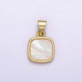 18K Gold plated 17.5mm White Shell Pearl Square Pendant | AA-554 - DLUXCA