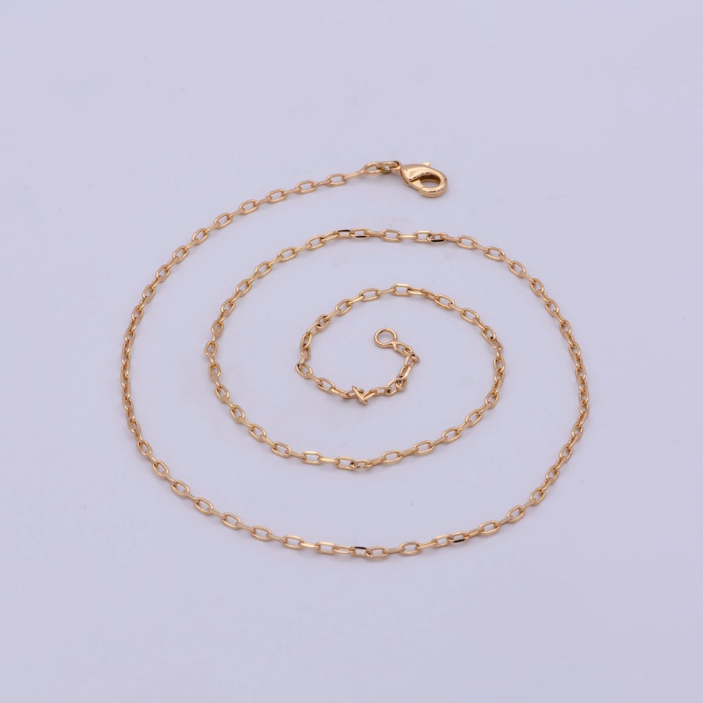18K Gold plated 1.8mm Cable Chain 17 inch Finished Necklace For Wholesale Necklace Dainty Jewelry Making Supplies | WA-481 Clearance Pricing
