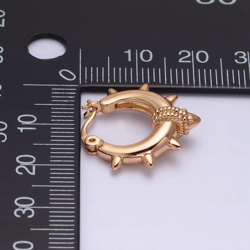 18K Gold plated 20mm Spiked Braided French Lock Latch Hoop Earrings in Silver & Gold | AE812 AE813