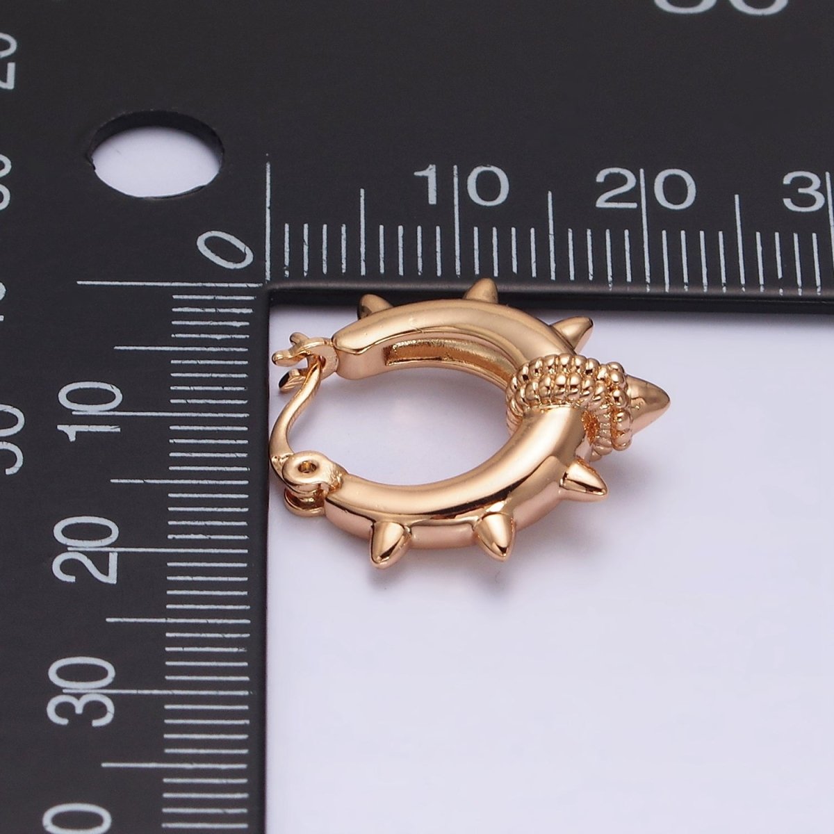 18K Gold plated 20mm Spiked Braided French Lock Latch Hoop Earrings in Silver & Gold | AE812 AE813